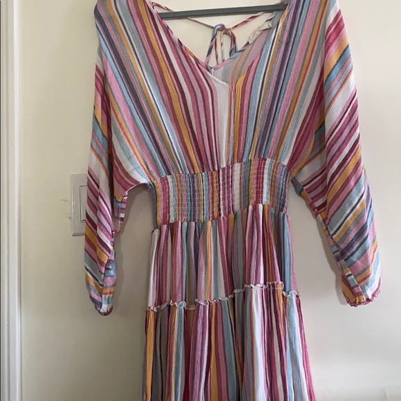 Dresses & Skirts - Smocked waist rainbow strip dress